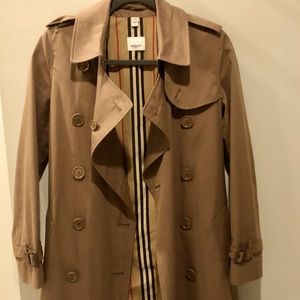 Classic tanned Burberry London trench coat. Excellent condition.